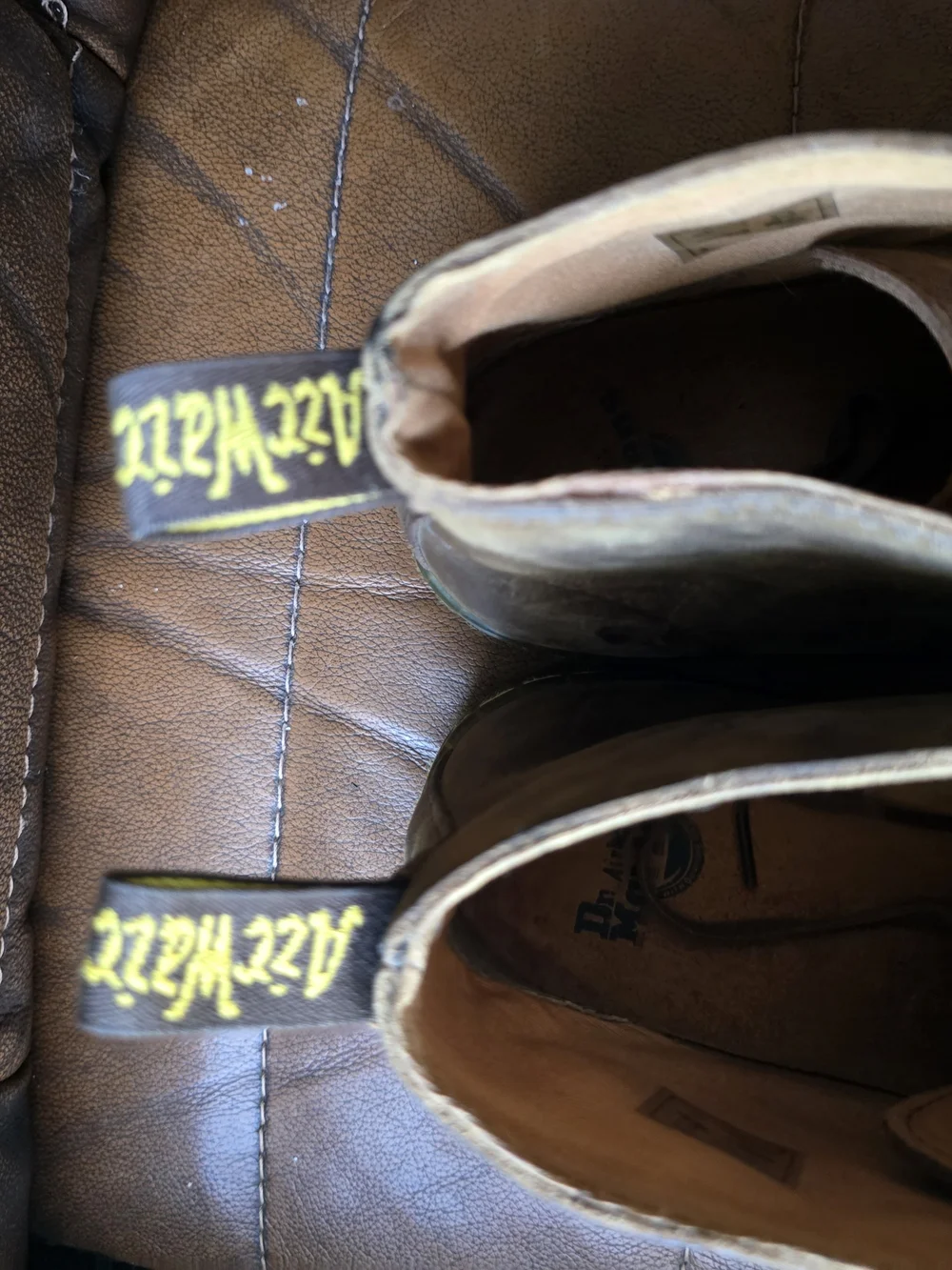 Dr. Martens Brown Leather Chukka Boots with Yellow Stitching